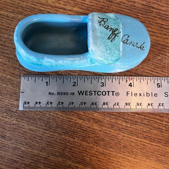 Vintage Turquoise Drip Glaze Pottery Blue Green Moccasin Shoe Banff Canada - Picture 8 of 8